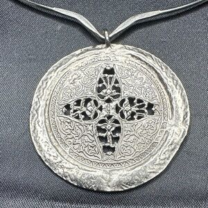 Kenneth Jay Lane Silver Starburst Pendant Necklace